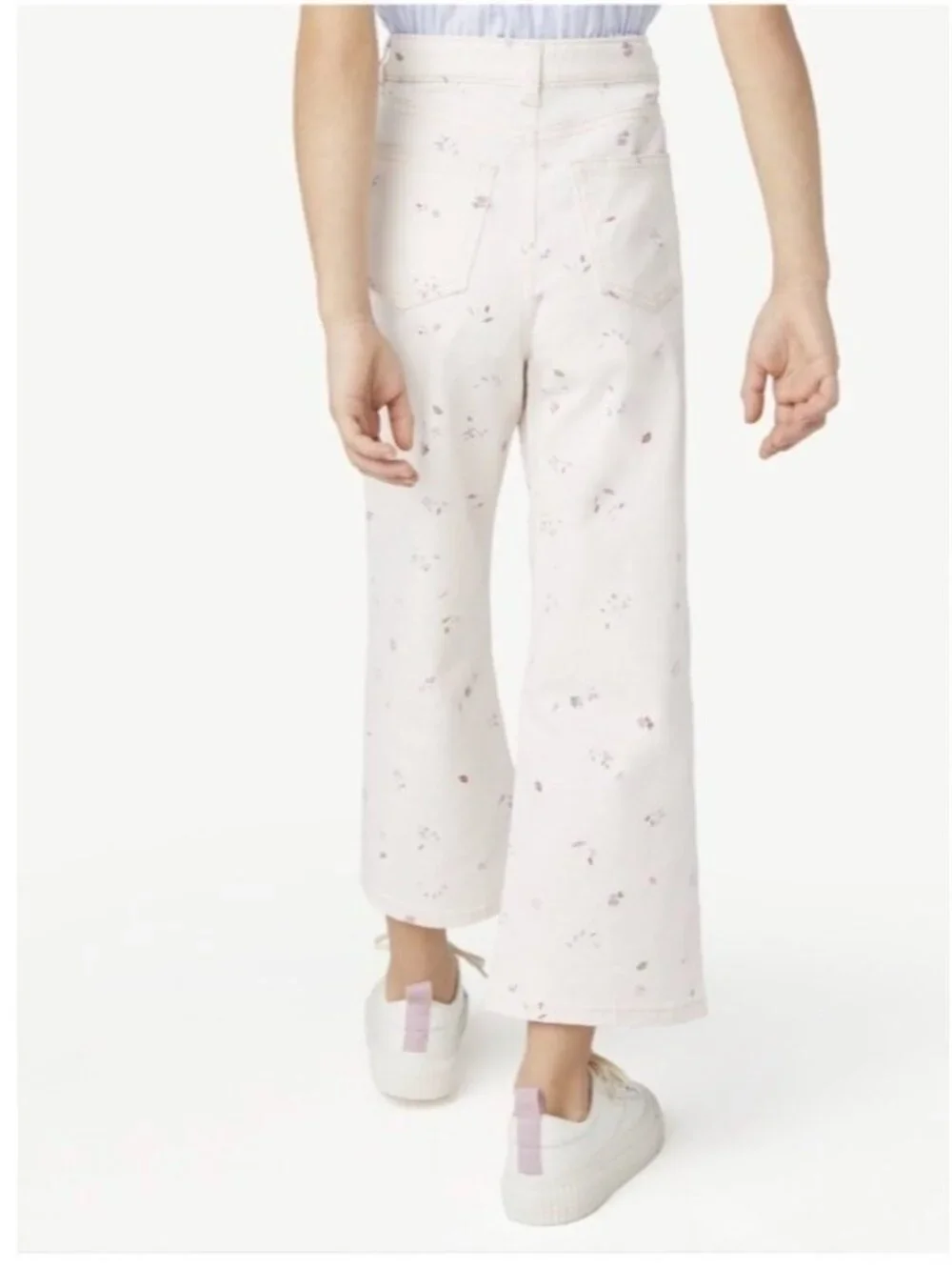 Gils Cream Orchid Floral Wide Leg Jeans, Free Assembly Size 12